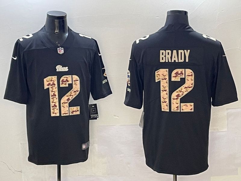 Men New England Patriots #12 Brady Black Camo Nike 2025 Limited NFL Jersey style 2